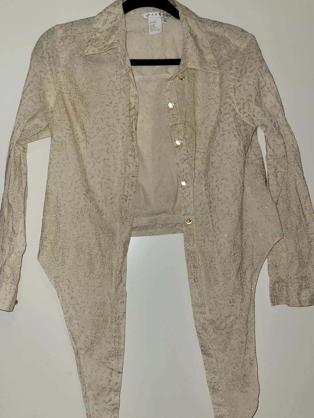 SPANNER Cream Sheer Blouse with Gold Sparkle